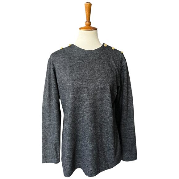 Vintage 90s La Chine Classic 100% Wool Classic Gold Button Sweater Size Large - Picture 1 of 7